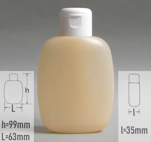Sticla plastic 100ml culoare crem cu capac flip-top alb