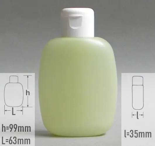 Sticla plastic 100ml culoare verde pal cu capac flip-top alb