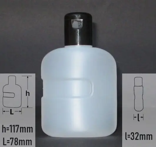 Sticla plastic 100ml culoare semitransparent cu capac flip-top negru