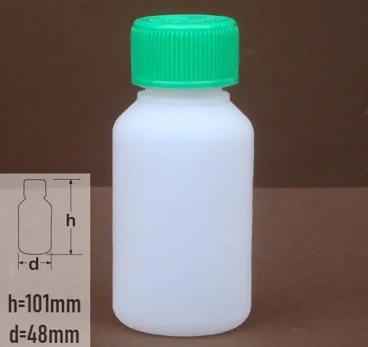 Sticla plastic 100ml culoare semitransparent cu capac child resistance verde